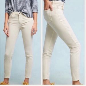 AG Adriano Goldschmied Cream Velveteen Stevie Slim Straight Ankle Pants